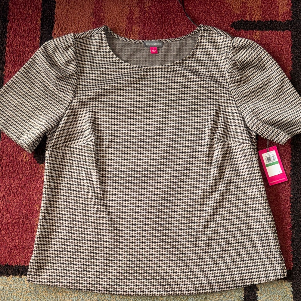 NWT Women’s Vince Camuto Herringbone Puff Sleeve Top